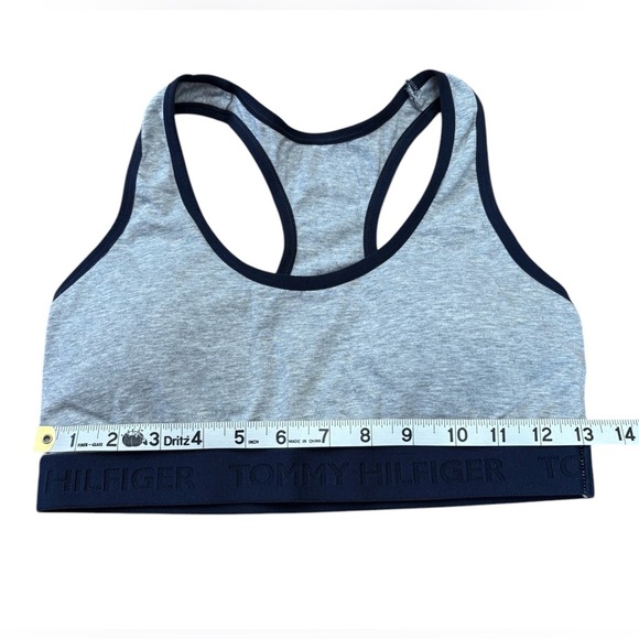 Tommy Hilfiger, Racerback Sports Bra, Medium, Gray & Navy 🏃‍♀️‍➡️ - Picture 5 of 8